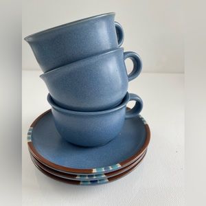 Dansk Mesa Sky Blue Cup & Saucer Sets of 3